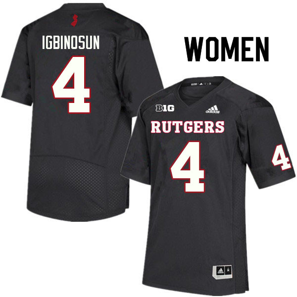 Women #4 Desmond Igbinosun Rutgers Scarlet Knights College Football Jerseys Sale-Black - Click Image to Close